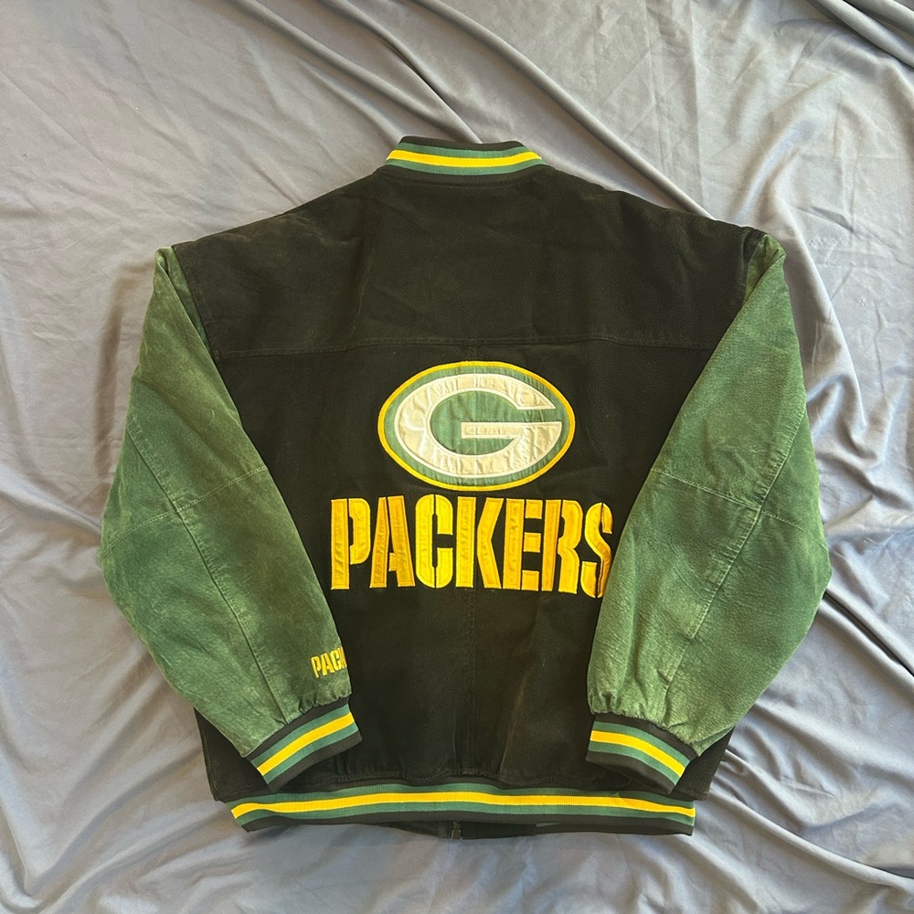 Official NFL / Green Bay Packers / Game Day 100% Leather Varsity Jacket LIKE NEW - Picture 12 of 13